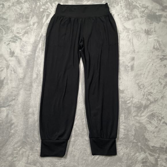 Athleta Salutation Jogger Pants Womens Medium Black Soft Cozy Casual Athleisure - Picture 1 of 7